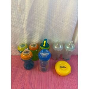 7 Nuby sippy cups lot bonus cheerios travel container